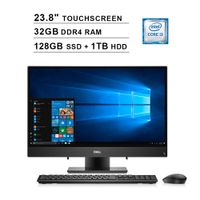 2019 Dell Inspiron 24 3000 23.8 Inch FHD Touchscreen All-in-One Desktop (Intel 2-Core i3-7130U 2.7GHz, 32GB RAM, 128GB SSD (Boot) + 1TB HDD, Intel HD 620, WiFi, Bluetooth, HDMI, Windows 10, Black)