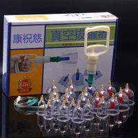 Chinese Cupping Therapy Vacuum Air Suction Cups with Pumping Handle,Wet/Dry,Traditional Home Medical Physical Massage Self Treatment for Back/Neck Pain,Weight Loss,Muscle Relief (24 Cups)