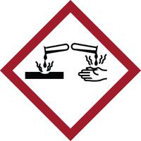 Brady 118839 Vinyl GHS Corrosive Picto Labels , Black/Red On White,  5/8" Height x 5/8" Width,  Pictogram "Corrosive" (39 Labels, 1 Card per Package)