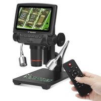 Koolertron 5 inch LCD 1080P Wireless Remote Control Digital Microscope with Adjustable Stand, HDMI/AV/USB Output Camera Video Recorder with 8 LED Adjustable Light Source