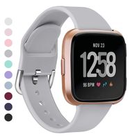 MEFEO Bands Compatible with Fitbit Versa, Soft Silicone Sport Band Breathable Wristband Replacement Strap for Fitbit Versa/Versa 2/Versa Lite/Special Edition Women Men (Large, Grey)