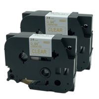 QPMY 2 Pack Compatible for Brother P-Touch Laminated Tze TZ Label Tape Cartridge 24mm x 8m (TZe-154 Gold on Clear)