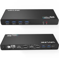 Wavlink USB C,Type-A Dual 4K Laptop Docking Station,5K/ Dual 4K @60Hz Video Outputs Dual Monitor for Windows,(2 HDMI & 2 DP, Gigabit Ethernet, 6 USB 3.0,) DL6950-PD Function Not Supported