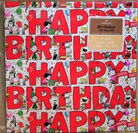Vintage 1970s Hallmark Peanuts Gang Snoopy Pkg Gift Wrap Wrapping Paper - Birthday