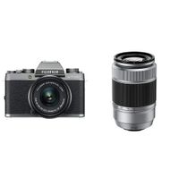 Fujifilm X-T100 Mirrorless Digital Camera w/XC15-45mmF3.5-5.6 OIS PZ Lens - Dark Silver + Fujinon XC50-230mmF4.5-6.7 OIS II Silver