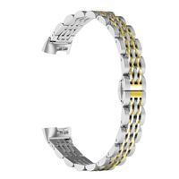 ImmSss Metal Replacement Bands Compatible for Fitbit Charge 3 and Charge 3 SE Fitness Activity Tracker, Stainless Steel Jewelry Bracelet Strap for Women Men (Gold)
