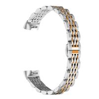 ImmSss Metal Replacement Bands Compatible for Fitbit Charge 3 and Charge 3 SE Fitness Activity Tracker, Stainless Steel Jewelry Bracelet Strap for Women Men (Rose Gold)