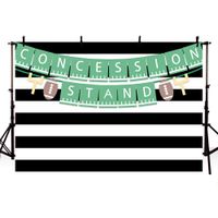 MEHOFOTO Concession Stand Banner Photo Studio Background Black and White Stripe Super Bowl Sunday Football Party Decorations Birthday Party Decoration Backdrops for Photography 7x5ft