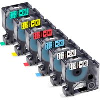 6 Pack Compatible DYMO D1 Label Cassette, Dymo D1 Labels Tape 12mm 1/2 inch,45010 45013 45016 45017 45018 45019 for DYMO LabelManager 160 280 210D 420P Label Makers,23 Feet(7m)