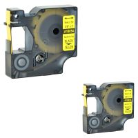 Nineleaf 2 PK Compatible for DYMO 18054 Rhino Heat Shrink Tube Industry Label Tape 3/8" x 5ft Black on Yellow for LabelWriter and Industrial Label Maker Rhino 1000 3000 4200 5000 5200 6000 450 Duo