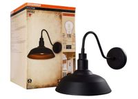 Sylvania 60062 Easton Sconce Light Vintage Fixture, LED, Flush Mount, Dimmable Bulb Included, Antique Black