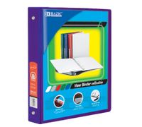 BAZIC 1" Purple 3-Ring View Binder w/ 2-Pockets (Case of 12) (4127-12)