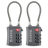 TSA Approved 3 Digit Luggage Cable Locks, Small Combination Padlock Ideal for Travel - Added Security for Suitcases and Backpacks- 2 Pack (GRAY 2 PACK)