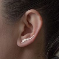 Hemlock Leaf Ear Stud, Women Girl's Crystal Rhinestone Sailor Anchor Ear Stud Earrings Ear Clip (Gold-2)