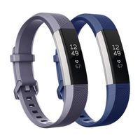 Fundro Replacement Bands Compatible with Fitbit Alta Bands and Alta HR Band, Newest Sport Strap Wristband with Secure Buckle for Women Men Boys Girls, 2- Pack (Small, A Navy Blue+Gray)