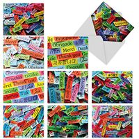 A World of Thanks Blank Greeting Card Set 4 x 5.12 inch - Assorted Stationery Set of Note Cards with Envelopes for All Occasions - Notecard Stationery Appreciation Gift M6041