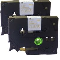 NEOUZA 2PK Compatible for Brother P-Touch Laminated TZe TZ Label Tape Cartridge 12mm x 8m (TZ-134 TZe-134 Gold on Clear)