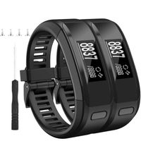 HSWAI Compatible Bands Replacement for Garmin Vivosmart HR,Soft Silicone with Metal Buckle Wristband for Garmin Vivosmart HR(Two Black)