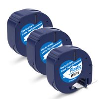 91331 (91201 91221 59422 S0721610) Label Tape dymo letratag Refills 12mm Label Tape for Dymo LetraTag Polyester Tape Black on White Thermal Plastic Label Tape 1/2" x 13' (12mmx4m)