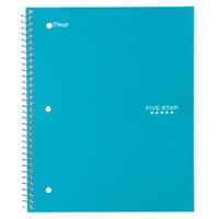 Five Star Spiral Notebook, 1 Subject, Wide Ruled Paper, 100 Sheets, 10-1/2" x 8", Color Selected For You (05238)