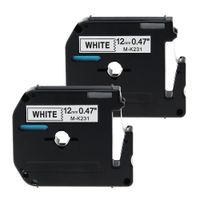 2 Pack Compatible with Brother P-Touch M231 Label Tape Cartridge 12mm MK231 M-K231 for PT65 PT90 PT55BM PT55 PT65SB PT70 PT80 PT85 PT100 PT110 Label Printer, 0.47 Inch x 26.2 Feet