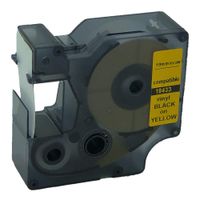 QPMY 1 Pack Black on Yellow Vinyl Label Tape Compatible for DYMO 18433 Rhino LabelManager 300 350 400 450 Label Maker,19mm(3/4") x5.5m(18ft)