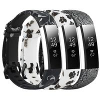 Baaletc Cute Rubber Replacement Accessory Watch Band/Wristband Bracelet Strap with Stainless Steel Buckle for Fitbit Alta, Fitbit Alta HR Fitness Trackers, One Size(Black Flower/paw/Cloud Design)