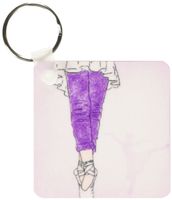 3dRose Ballet Dancer in Pink and Purple - Key Chains, 2.25 x 4.5 inches, set of 4 (kc_25900_2)