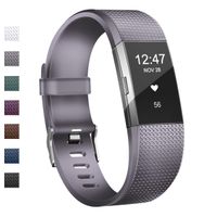 Wekin Replacement Bands Compatible with Fitbit Charge 2, Adjustable Silicone Sport Accessory Wristband Straps for Charge 2 HR Fitness Tracker Small Large Women Men