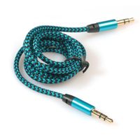 Mchoice 1pc 3.5mm Stereo Car Auxiliary Audio Cable Male To Male for Smart Phone (Blue)