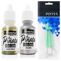 Pinata Alcohol Inks Silver and Rich Gold Bundle and 10x Pixiss Ink Blending Tools