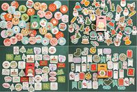 Chris.W 180pcs Merry Christmas Stickers Seals Labels, Snata Christmas Tree Snowman Round Mixed Style Holiday Gift Sticker for Cards Gift Envelopes Boxes Cookie Bags(4 Box)