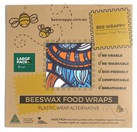 Beeswax Food Wraps 2-Large by Bee Wrappy Tested to FDA Standards - Australian Made – 2 Large (13.4" X 13.4") – Washable and Reusable Alternative to Single-Use Plastic/Saran Wrap – Sandwich Bag