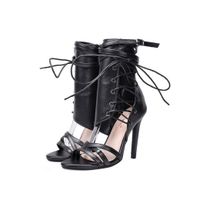 Dress Sandal for Women&Girls,[Ankle Strap Solid Shoes] Lace-up Cross Strappy High Heels Open Toe Formal, Wedding, Party [Simple Classic ] (Black, 36(US:7))
