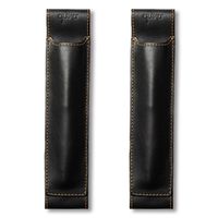 QUIVER Notebook Pen Holder | Elastic/Reusable/Non-Adhesive | for Hardcover Notebooks Like Moleskine/Leuchtturm1917/AmazonBasics Classic 8-8.5 Inches Tall (Black Leather/Orange Stitching)(2pk)