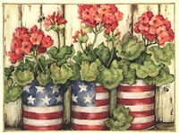 Patriotic Blank Note Cards ~ Geraniums (8 Cards; 4" x 5.25"; White Envelopes)