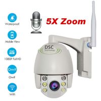 Mini Wireless Security IP Camera, HD 1080P Wireless WiFi PTZ Camera 5X Zoom Home Video CCTV Surveillance Dome Camera Outdoor IR Night Vision with Pre-Installed 16GB Micro SD Card
