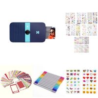KODAK Smile Instant Print Digital Camera Blue with 2ʺx3ʺ Premium Zink Photo Paper (20 Sheets), Soft Camera case, Zink Paper Unique Colorful Stickers & Photo Album Accessories