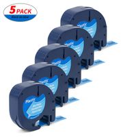 Label Orison 91335 S0721650 Tape Cassettes Compatible with Dymo LetraTag Refill Label Plastic LT Labeling Black on Blue,1/2 Inch X 13Feet (12mmx4m),5Pack