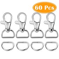 Paxcoo 60Pcs Key Chain Hooks with D Rings for Lanyard and Sewing Projects