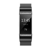 QusFy Metal Band Compatible with Fitbit Charge 2, Slim Thin Stainless Steel Metal with Magnetic Closure Replacement Accessories Small Large for Women Men, Black, Silver, Champagne, Rose Gold, Colorful