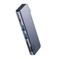 USB-C Hub Adapter Dongle, Baseus Portable 5 in 1 USB Type C Adapter with 2 USB 3.0 Ports, SD/Micro Card Reader and USB-C Charging Port, Aluminum USB C Adapter Compatible with MacBook Pro and More