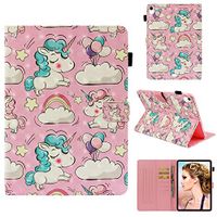 Cfrau Wallet Stand Case with Black Stylus for iPad Pro 11 Inch 2018,Creative Colorful 3D Print Smart Magnetic Flip PU Leather Card Slots Shockproof Soft Rubber Tablet Case,Cute Pony