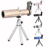 Fosa Cell Phone Camera Lens Kit Universal 18X Optical Zoom Telephoto Telescope Lens with Tripod(Gold)