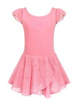 Arshiner Girls Ruffle Sleeve Ballet Dance Dress Glitter Tutu Skirted Leotard, 10-11 Years, Pink