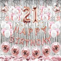hapycity 21st Birthday Decorations Balloons (55pack）Rose Gold 21 Balloons Number Happy 21 Party Supplies for Her-Perfect for Birthday Party