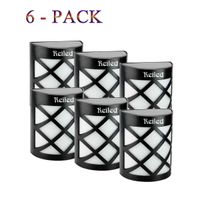 Reiled Solar Fence Lights (6-Pack) 6 LEDs Outdoor Solar Light IP67 Waterproof 180° Wide Angle Super Bright Solar Deck Lights with Automatic Switching Light Sensor for Garden, Driveway, Yard, Fence