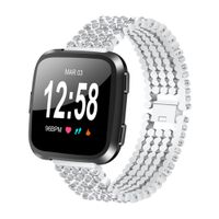 TeaBoy Compatible with Fitbit Versa 2, Metal Stainless Steel with Diamond Wristbands for Girls Women Cuff Versa 2 Replacement Straps Accessories Bands Compatible with Fitbit Versa 2/Versa Lite