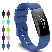 KingAcc Compatible Fitbit Inspire Bands, Soft Silicone Replacement Band for Fitbit Inspire,Inspire HR, with Metal Buckle Wristband Strap Women Men (1-Pack, DarkBlu, Small)