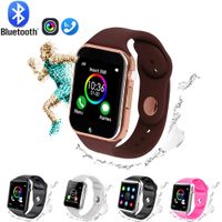 Smart Watch,GL Bluetooth Smart Watch Touch Screen Sport Smart Wrist Watch, Fitness Tracker Camera Pedometer SIM TF Card Slot Compatible Samsung Android iPhone iOS Kids Women Me (Golden-Brown)
